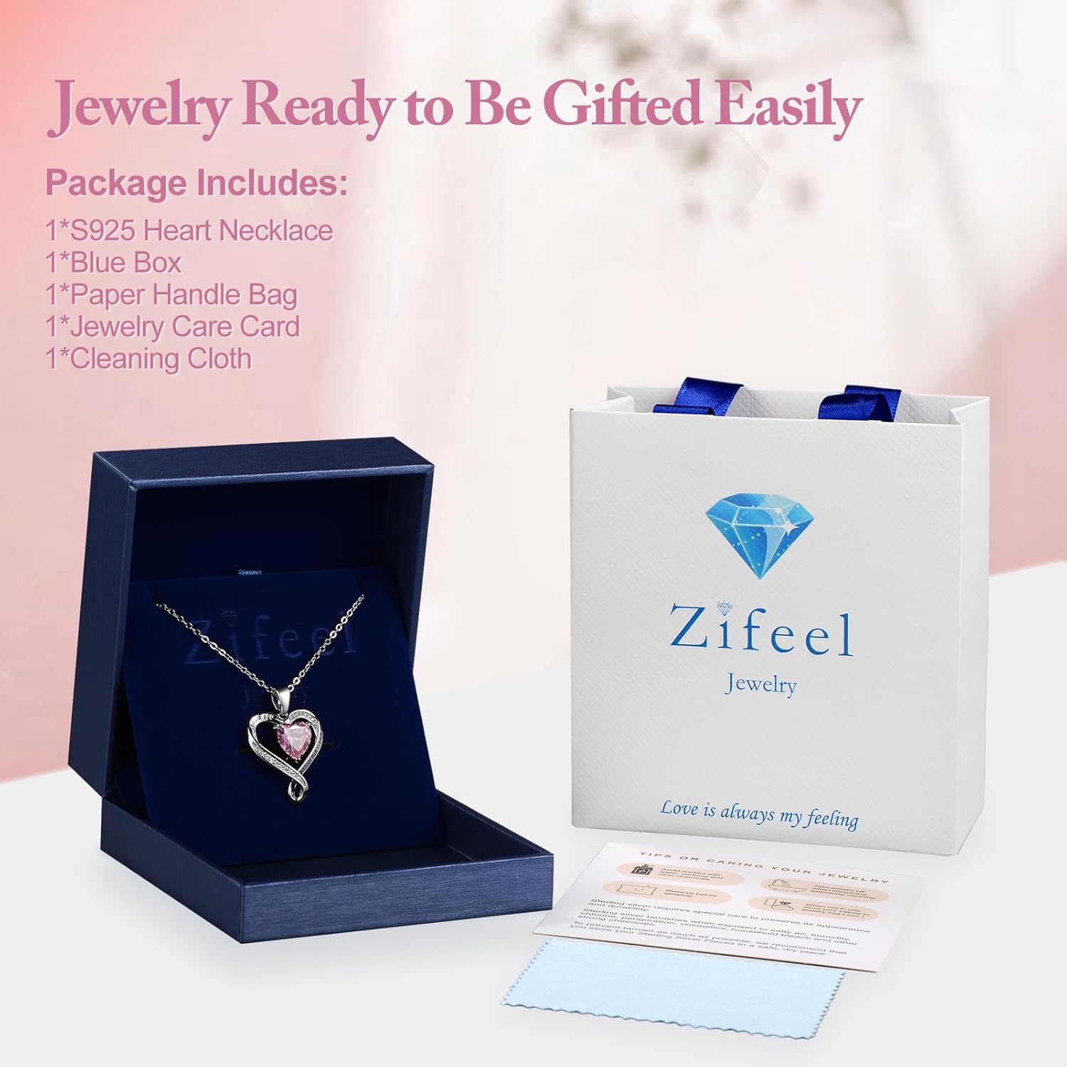 Birthday Gifts for Women Wife Infinity Heart Birthstone I Love You Necklace for Women S925 Sterling Silver Anniversary Wedding Gifts for Christmas Valentines Mothers Day Women's jewelry Diamond Pendant Necklaces Gift for Her Mom Daughter Grandma