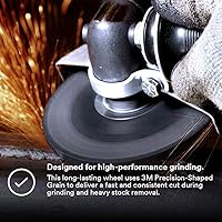 Vista 5 de 3M Disco de desbaste de centro deprimido plateado, 87454, T27, 5 pulgadas x 1/4 pulgadas x 7/8 pulgadas, paquete de 10, bordes de desbarbado