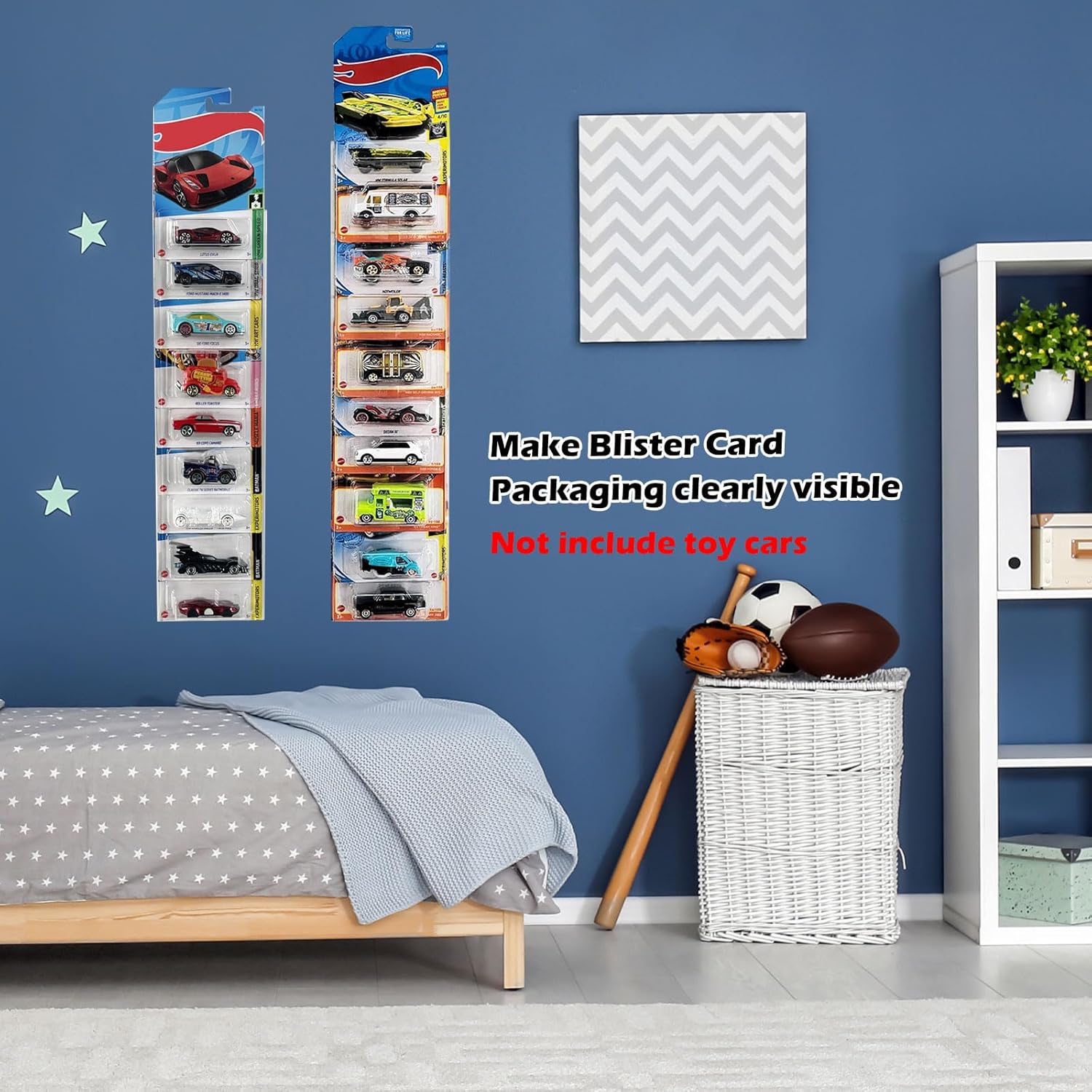 12 Pack Clear Model Car Display Case - Holds up to 120 Cars, Compatible with Hot-Wheels Packaged Diecast Blister, Toy Storage Organizer Wall Mount Display Case