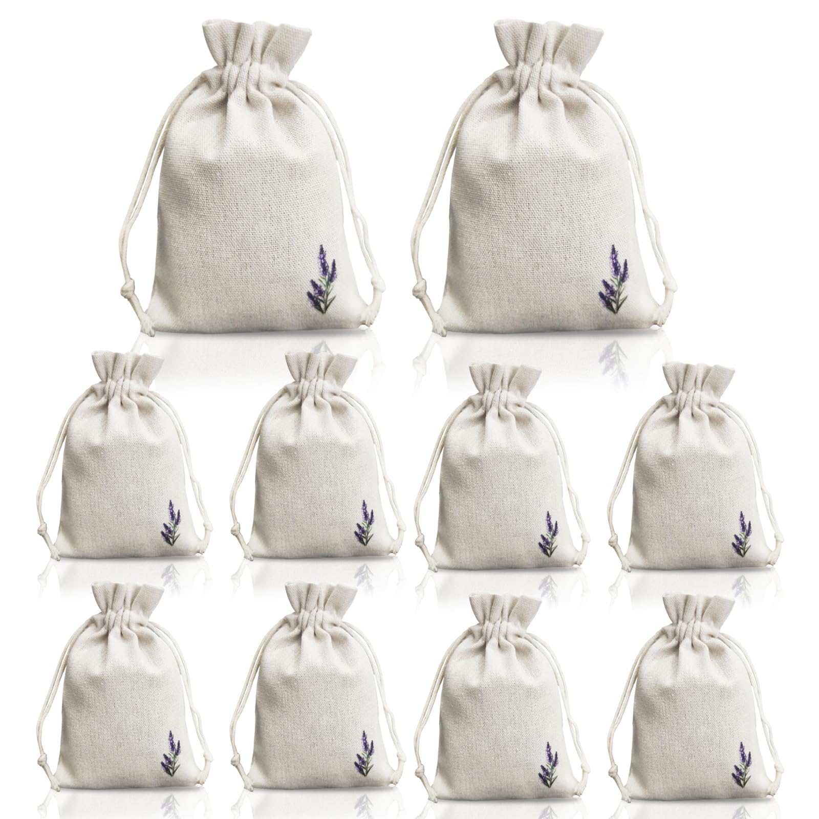 Mxghir Lavender 10 Pcs Bags, 10X15cm Empty Dried Sachets Muslin Bags Drawstring Fabric Pouches For Wardrobes And Moths