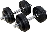 PRISP Adjustable Dumbbells Set - Black | Spinlock Hand Weights; Includes 2 Bars, Cast Iron Plates and Threaded Collars, for Home Gym Workouts, Fitness & Weightlifting