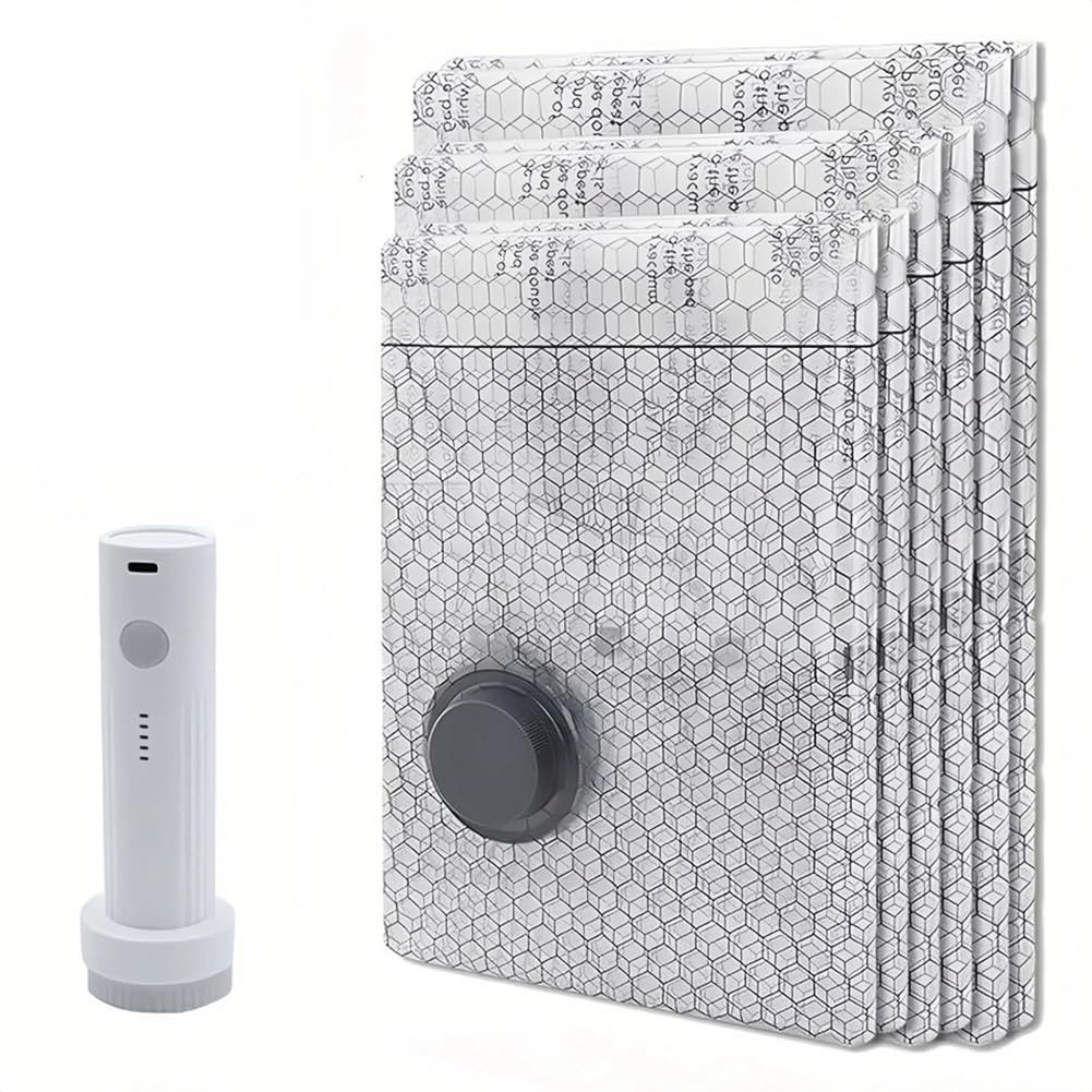 Hndhbfgrt Electric Air Pump Included 6 PCS Vacuum Seal Bags, Compression Space Saver for Travel, for Home Storage, Clothing