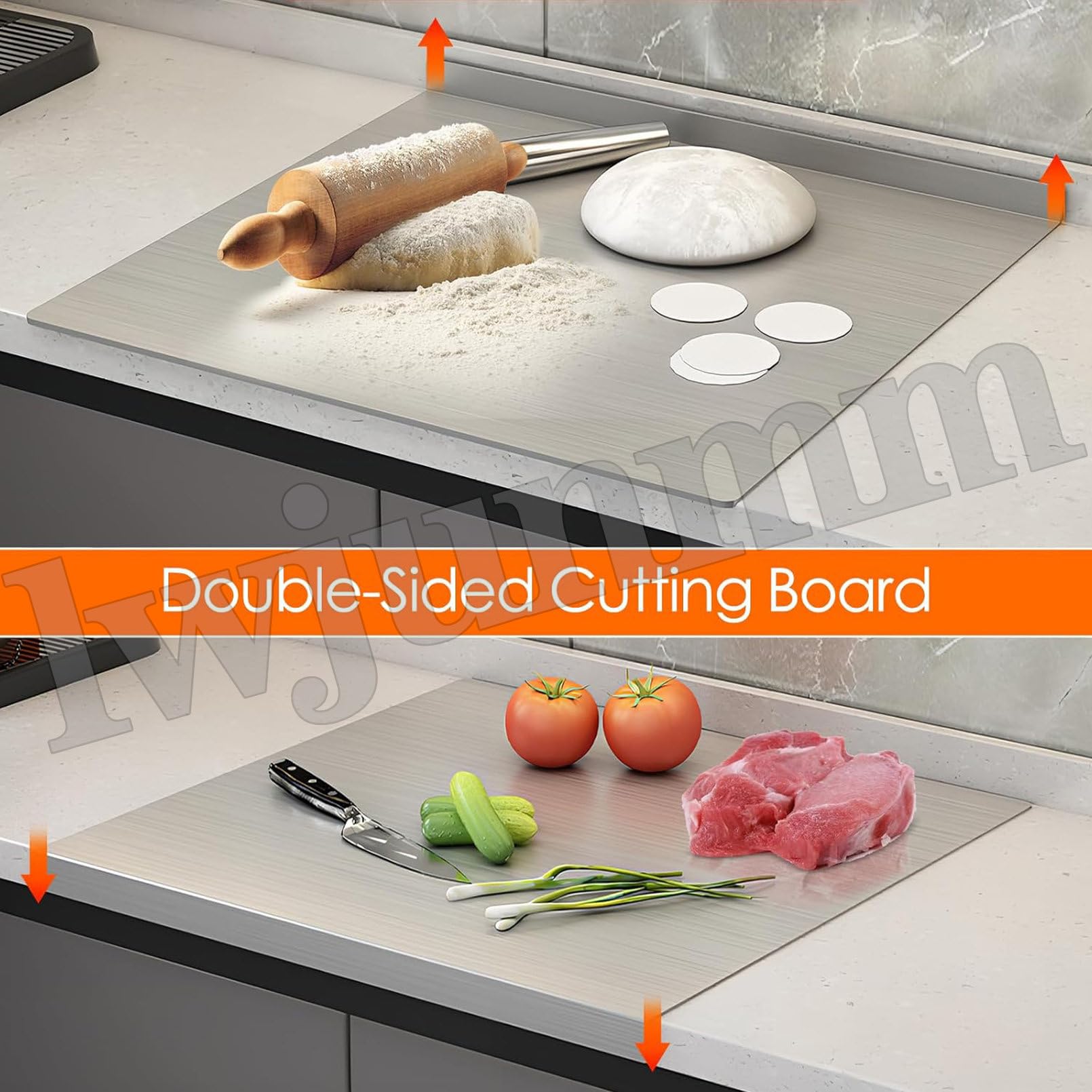 Planche À Découper En Acier Inoxydable, 304 Planche À Pétrir Inox, Plaque Inox Cuisine, Planche À Découper En Titane Avec Bord D'arrêt Pour La Pâtisserie, Le Pétrissage,60x70cm/23.6"Lx27.5"W