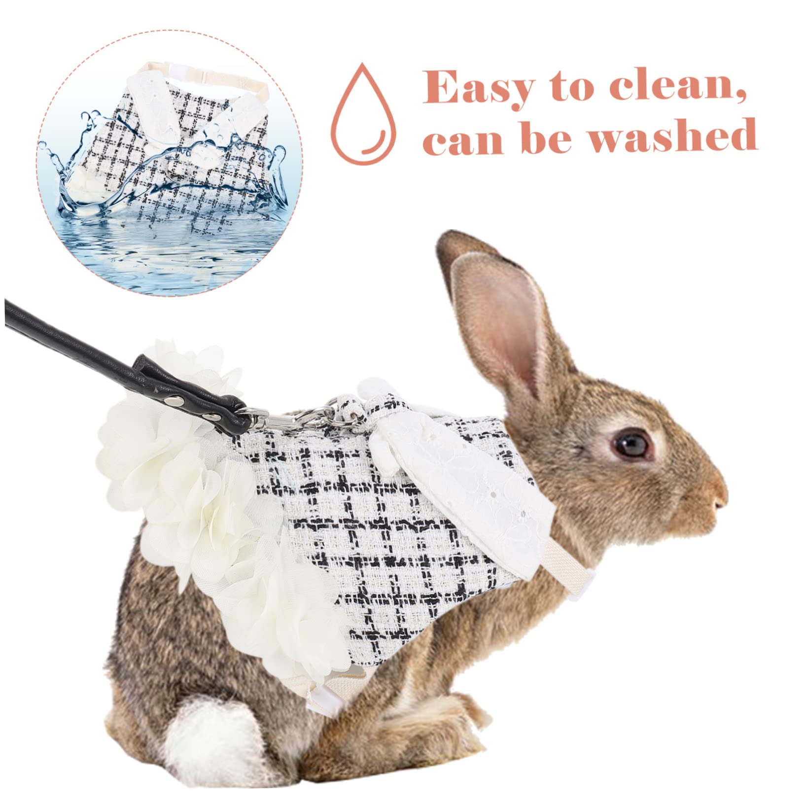 Ipetboom 3sets Imbracatura Per Coniglio Con Guinzaglio Abbigliamento Per Animali Domestici Chic Per Speciali e Passeggiate All Colore Nero