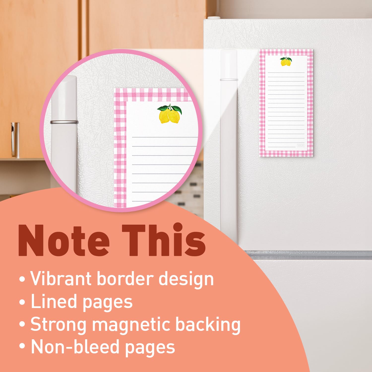 SWEETZER & ORANGE S&O Magnetic Notepads for Refrigerator 4 Pack - Magnetic Note Pad for Fridge Sets - Magnetic List Pads for Refrigerator - Magnet Notepads for Refrigerator - 3.5 x 7, 45 Pages - Image 3