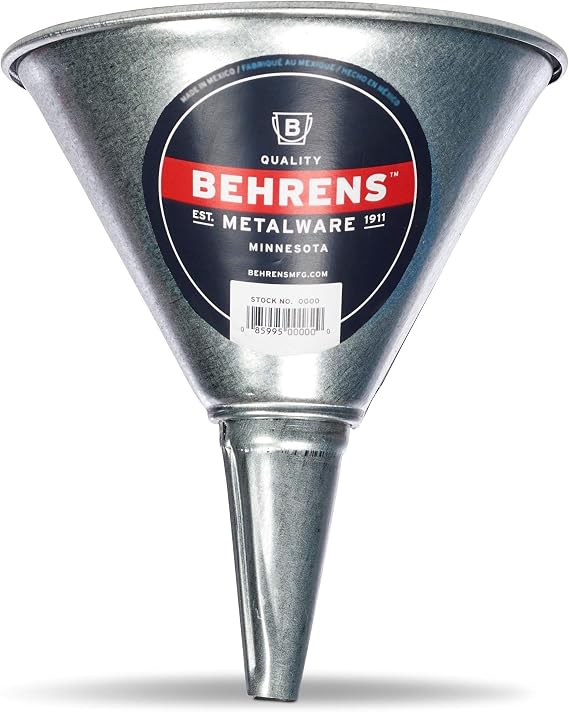 Behrens GF51 Galvanized Steel Funnel with Screen, 1 Quart