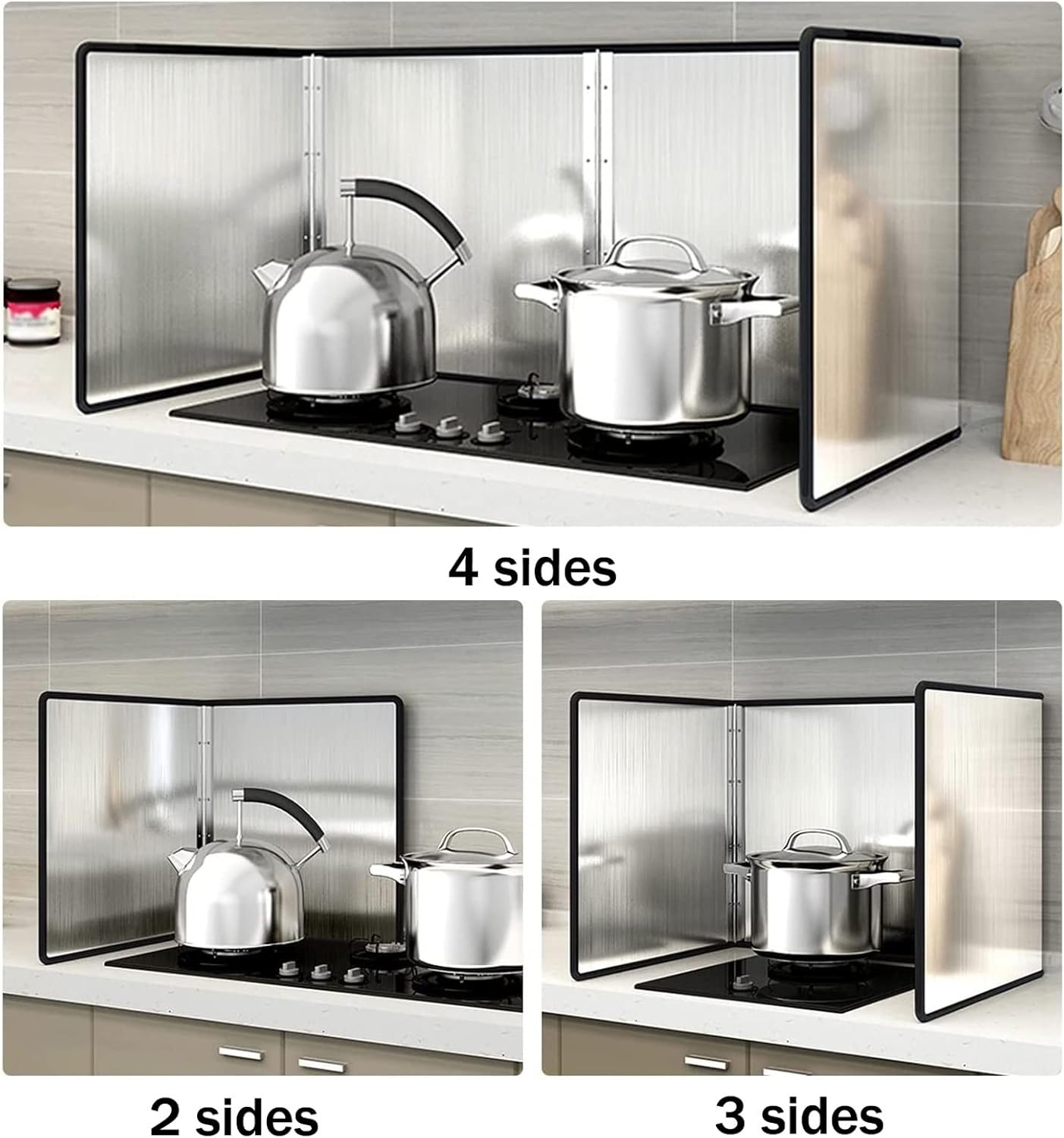 Stove Splash Guard, Folding Stainless Steel Cooking Splatter Guard, Portable Folding Side Fat Oil Splash Guard for Kitchen