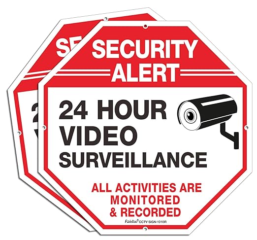 2-Pack Video Surveillance Sign, 10 x 10 Rust Free .040 Aluminum ...
