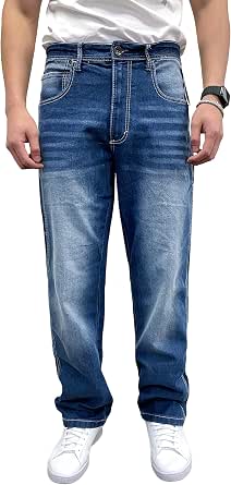 Southpole Men's Mid Rise Stretchable Straight Relaxed Fit Cross Hatch Denim Pants