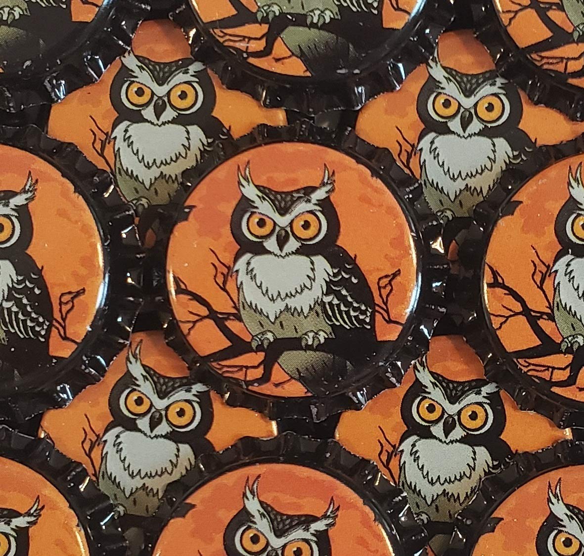 100 Owl Beer Bottle Caps for Brewing & Crafts Halloween Decoration