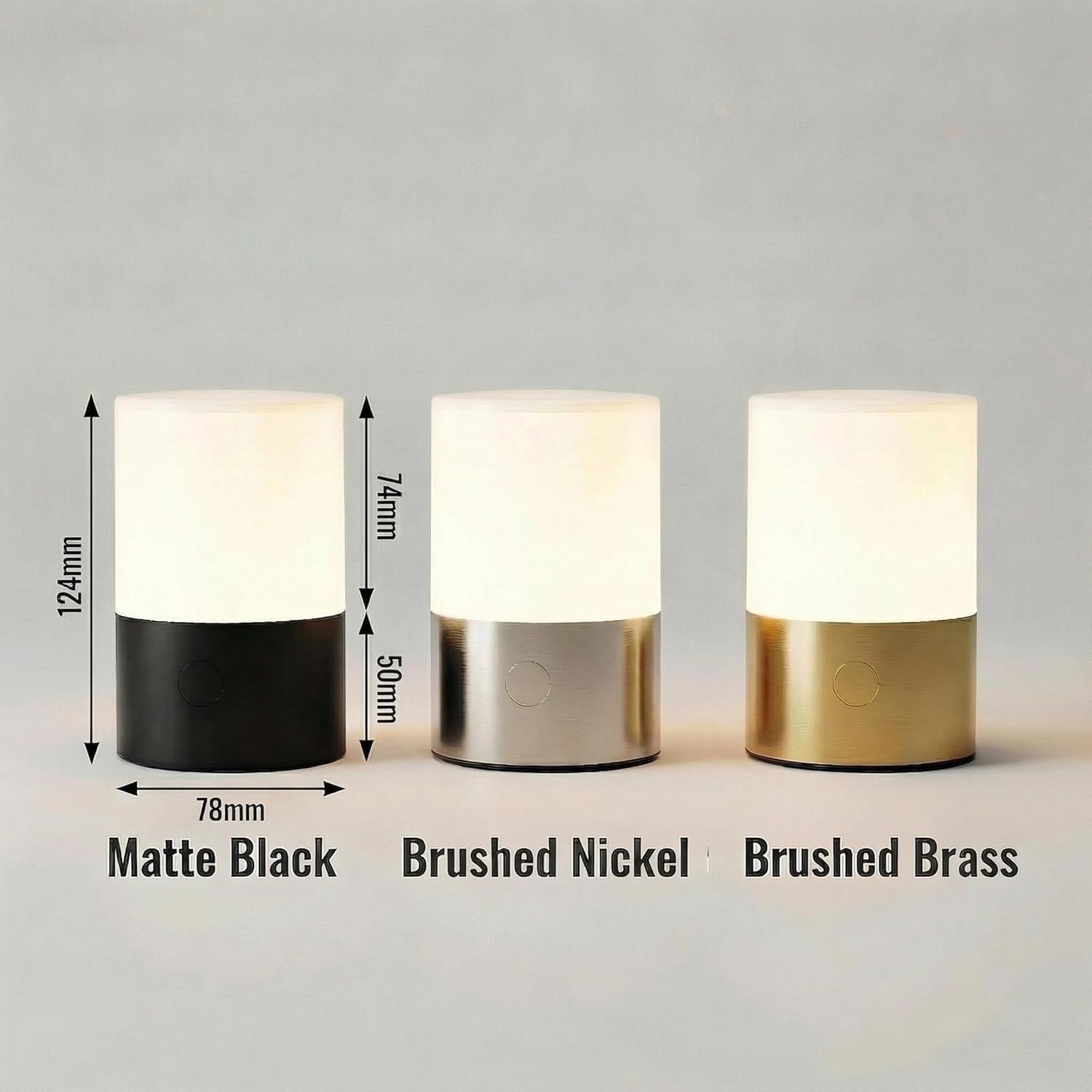 Small Lighted Table Lamp - Rechargeable, Portable, Up to 20-Hour Battery Life, 10 Brightness Levels, Auto-Off Timer, Waterproof, Warm Light for Bedside, Travel, Camping & Décor-Matte Black