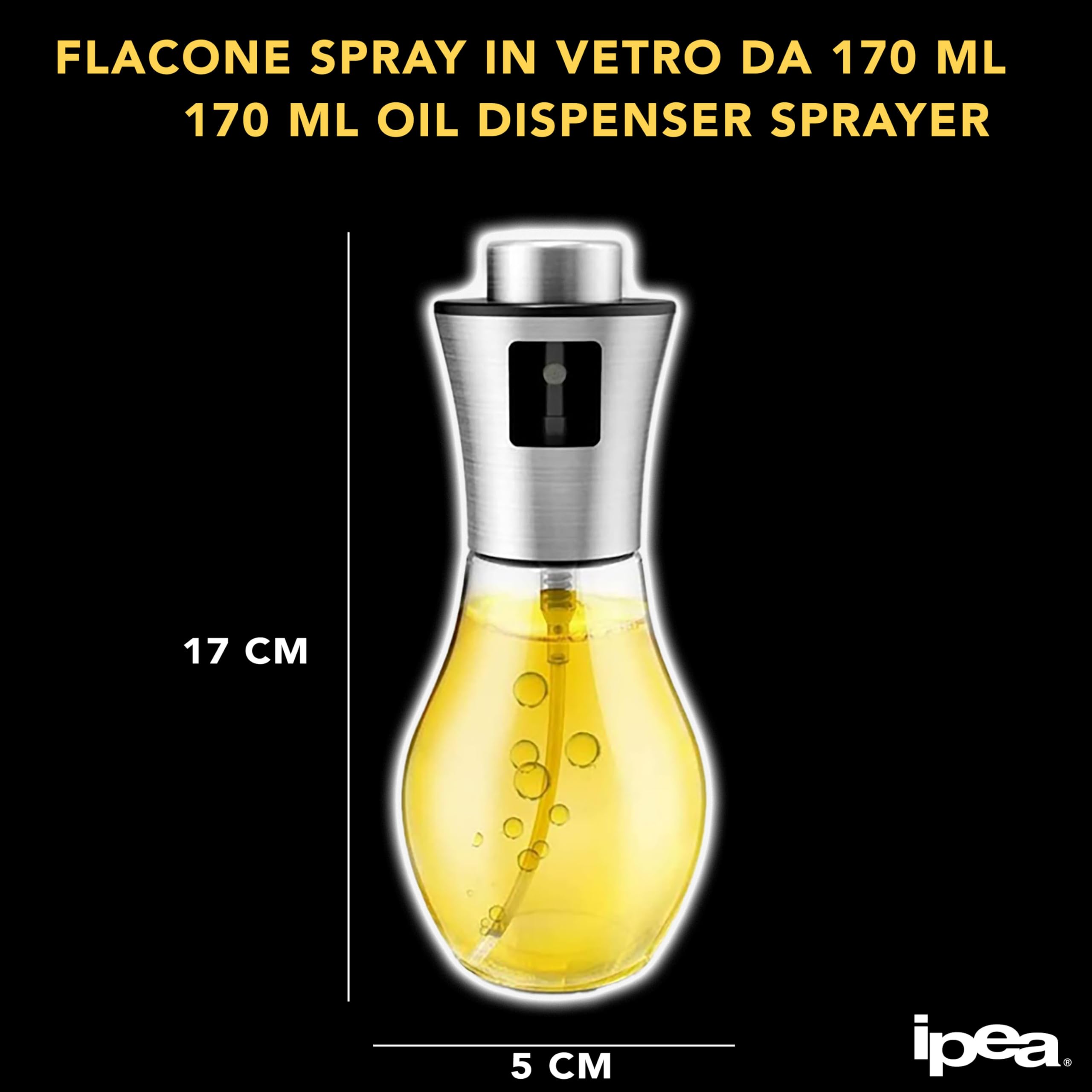 Bottiglia Spray Per Olio 180ml 2 In 1 Con Pennello – Erogatore Per Olio D'Oliva, Aceto, Per Cucina, Insalate E Griglie, Vetro Trasparente