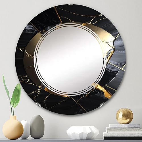 Miniatura 2 de Abstract Geode Gold III- Vanity Mirror, Bathroom Mirrors, Wall Mirrors for Living Room, Bedroom - Round Mirror - Large 24'x24', 32'x32'