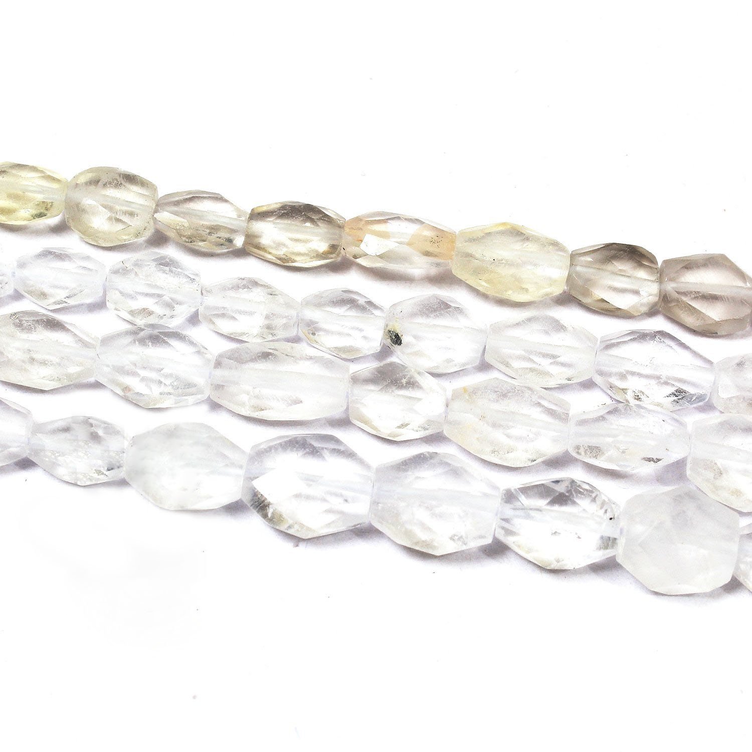 Perles ovales en cristal blanc du Brésil pour création bijoux - 4