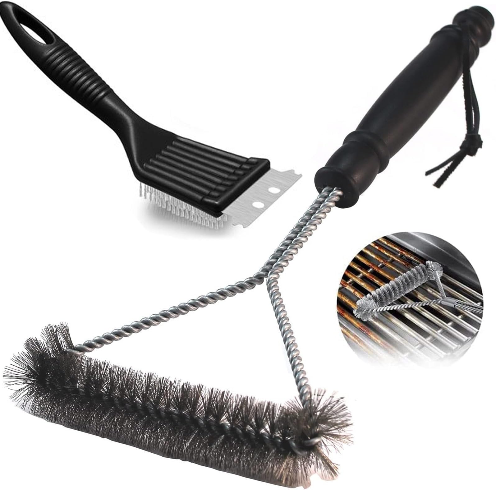 BBQ Cleaner - 2 PCS Stainless Steel Wire Brush Set for Grills and Ovens