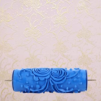 5inch DIY Patterned Paint Roller Decorative Rubber Roller Decorative Art Roller Texture Roller, Soft Embossing Texture Rubber Roller (ZZ0077 Flower)