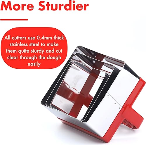 Miniatura 7 de 3 cortadores de galletas cuadrados con mango de 3 pulgadas, 3.5 pulgadas, 4 pulgadas, perfectos para galletas, galletas y hornear, acero inoxidable