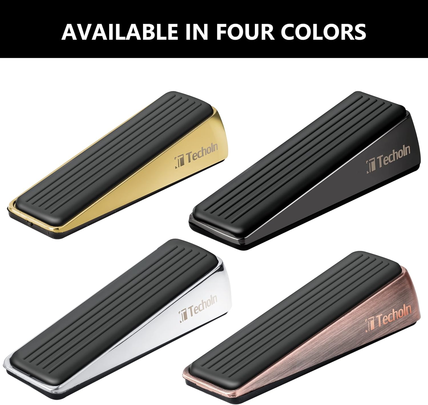 Door Stoppers, Heavy Duty Door Stop Wedge, Metal Doorstops for All Floor Surfaces (2, Frosted Black)