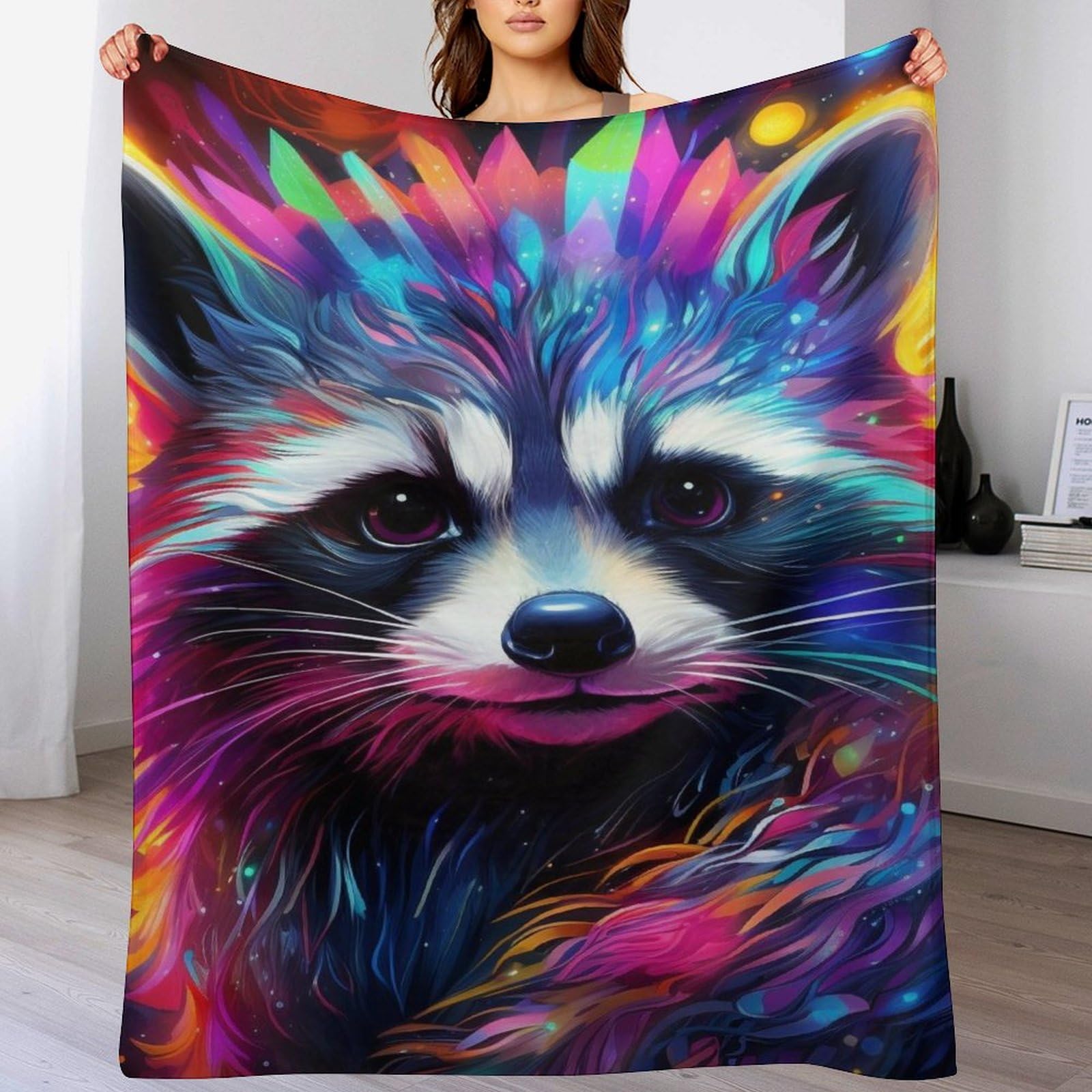 Couverture raton laveur plaid doux en flanelle à offrir aux enfants