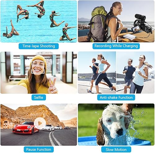 Miniatura 4 de SEREE TECH Videocámara de cámara de video 4K 48MP 60FPS 18X IR visión nocturna Cámara de 30 HD pantalla táctil para YouTube con 2 baterías