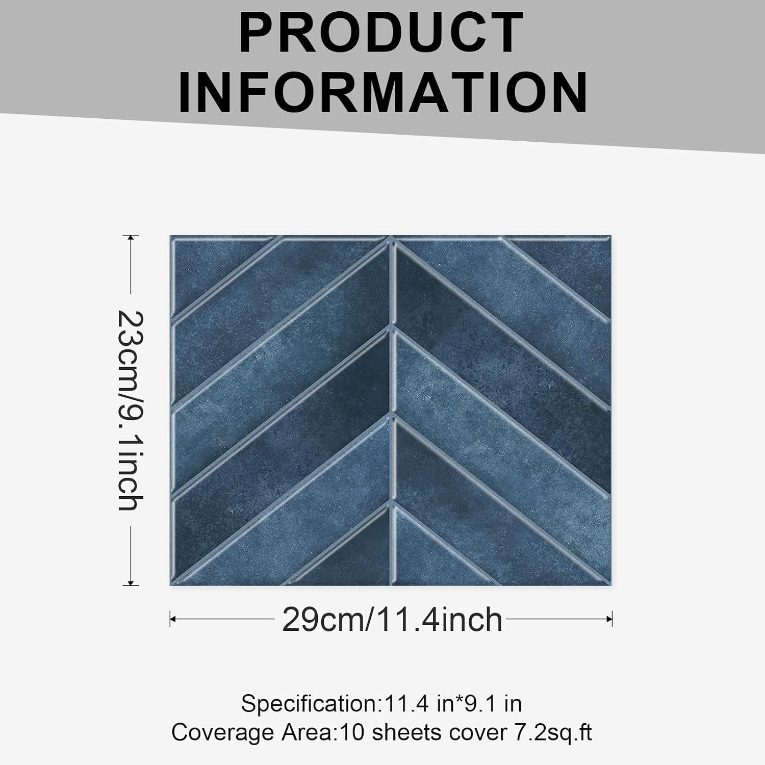 10 Sheets Thicker Design Peel and Stick Backsplash, 3D Self Adhesive Peel and Stick Wall Tile Backsplash for Kitchen, Bathroom, 11.4"x9.1",Deep Blue