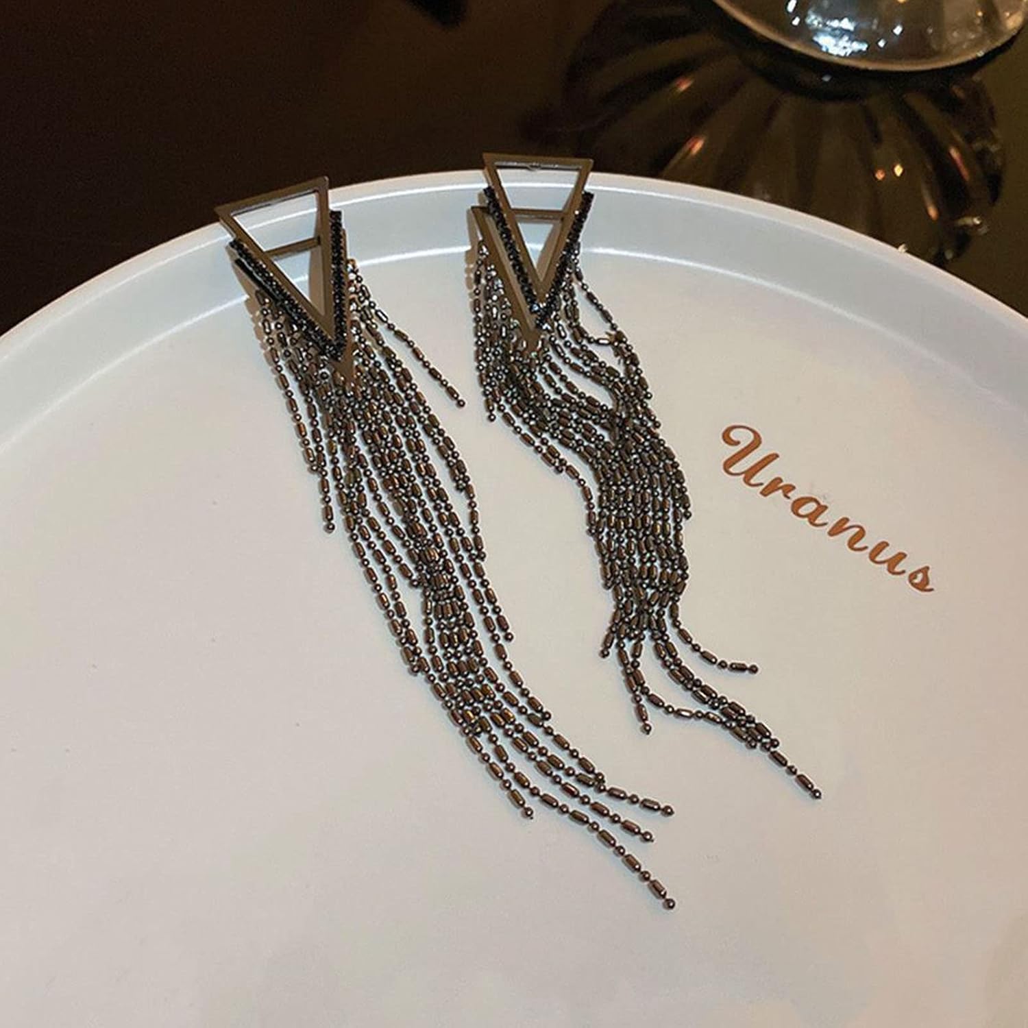 Black Rhinestone Long Tassel Earrings for Women,Crystal Fringe Black Dangle Drop Earrings Zircon Strand Earrings Fashion Exaggeration Black Earrings Jewelry Gifts - Image 5