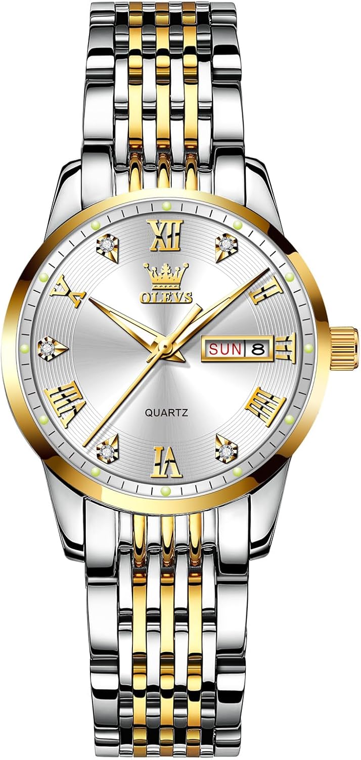 OLEVS Silver Watches for Women, Elegant Women's Analog Quartz Watch, 316L Stainless Steel Band, 30M Waterproof Ladies Watches for Mother's Day Anniversary Birthday Gift