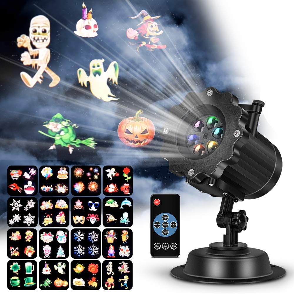 LED Projector Light for Halloween Party Garden Christmas Wedding Decoration, Waterproof Holiday Spotlight Landscape Lamp for Indoor Outdoor Use Remote Control & 16 Slides