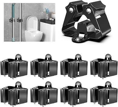3-H Broom Holder Wall Mount 8 Pack, Stainless Steel Mop Hanger with Screws