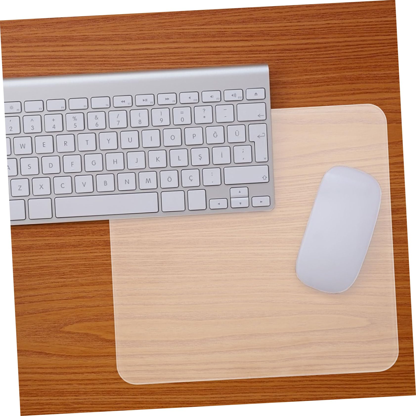 HOMSFOU Tappetino Mouse in Vetro Trasparente Accessorio Per Ufficio Tappetino Per Mouse Da Gaming Design Antiscivolo Facile Manutenzione Superficie Liscia Per Precisione