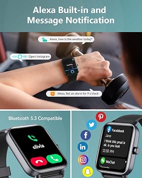 Quican Smart Watch for Women Men, Bluetooth Call Fitness Smartwatch for Women/Men,Compatible Android iOS, Ideas Gift on Christmas, New Year IDW19 Black and Purple