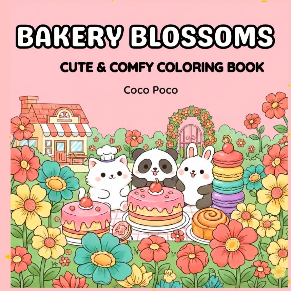 Bakery Blossoms: Bold Lines and Simple Floral Bakery Scenes for Stress Relief — Easy Aesthetic Coloring for Adults and Teens - Cute & Comfy Coloring Book (Coco Poco: Cozy & Comfy Coloring Books)