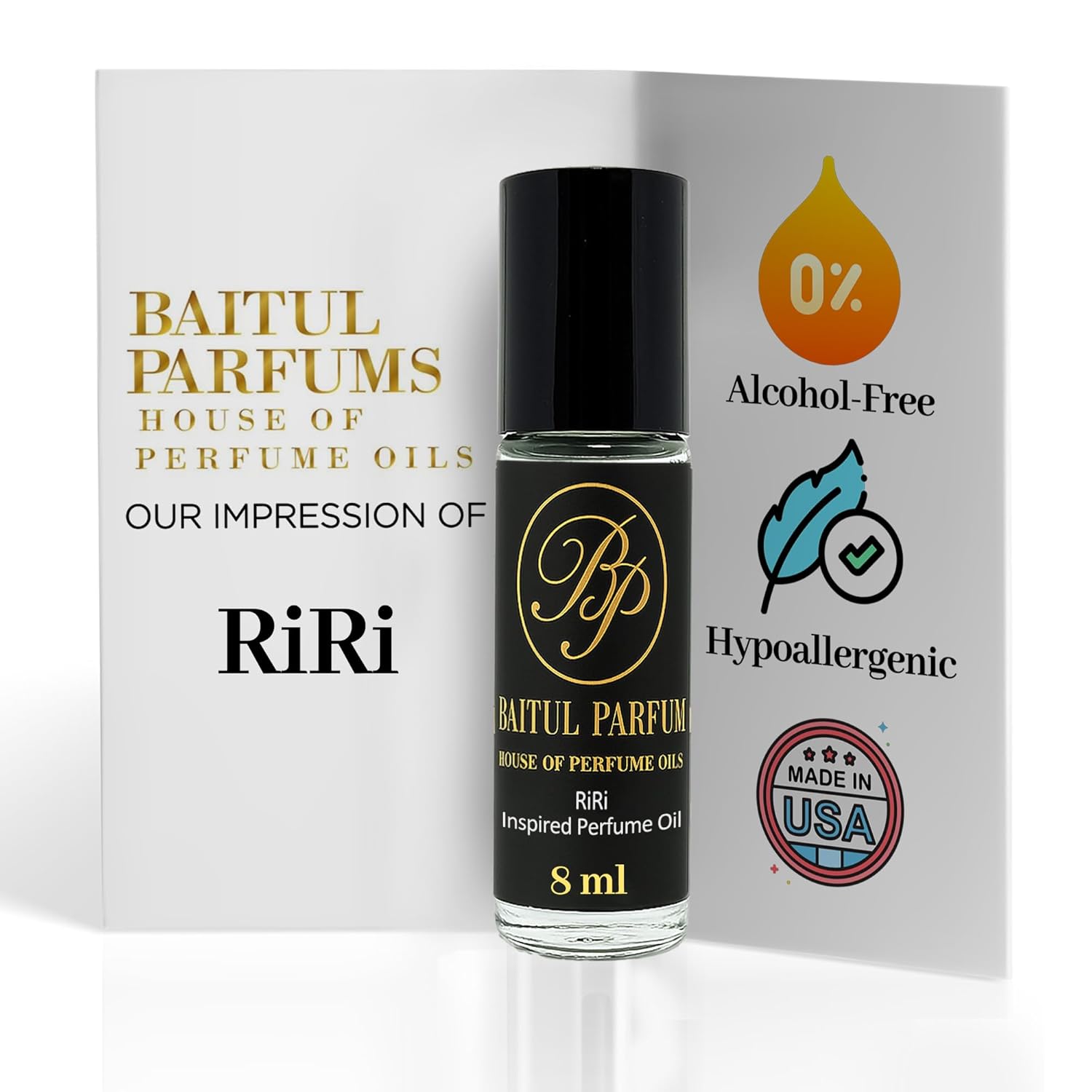 Comparable to Riri Alcohol-Free Perfume Oil – 8ml Travel Size Roll-On Glass Bottle, Long Lasting Fragrance, 98% True-to-Scent, Clean Scent Perfume, Main Accords – Fruity, Floral, Sweet, Woody