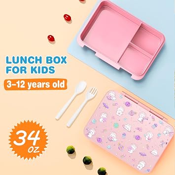 FIXITOK Girls Backpack with Bento Lunch Box Set, Kawaii Bunny School Backpack for Girls with Leak-proof Lunch Containers Lunch Bag Pencil Case for Kindergarten Elementary Preschool School Pink