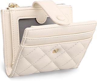 GAEKEAO Small Wallet for Women Slim Bifold Leather RFID Blocking Credit Card Holder Wallets Zipper Pocket Coin Purse with ID Window