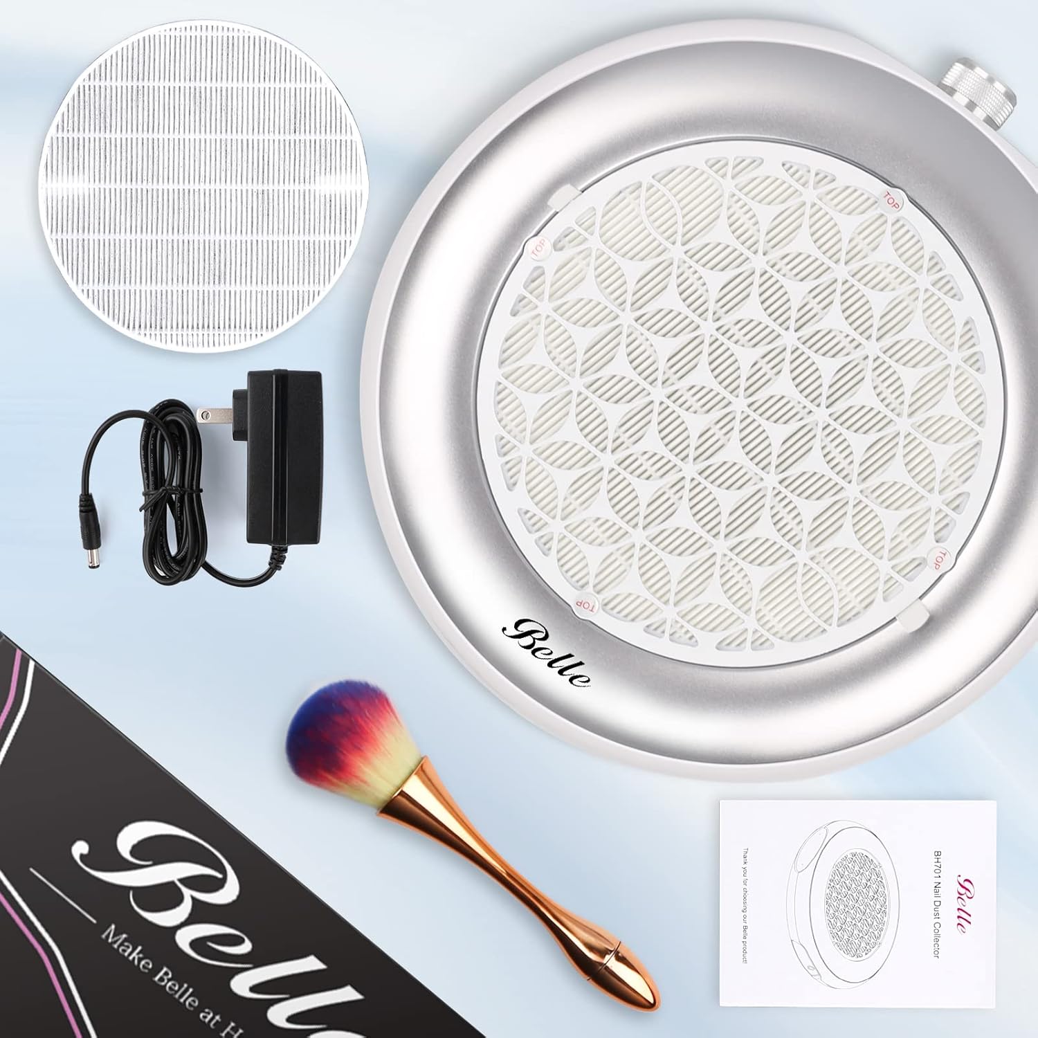 Nail Dust Collector for Acrylic nails, Belle Powerful nail vacuum technician supplies professional nail tech equipment Suction Fan Dust Machine Manicure Tool Cleaner Extension Gel Removal Salon Home : Beauty & Personal Care