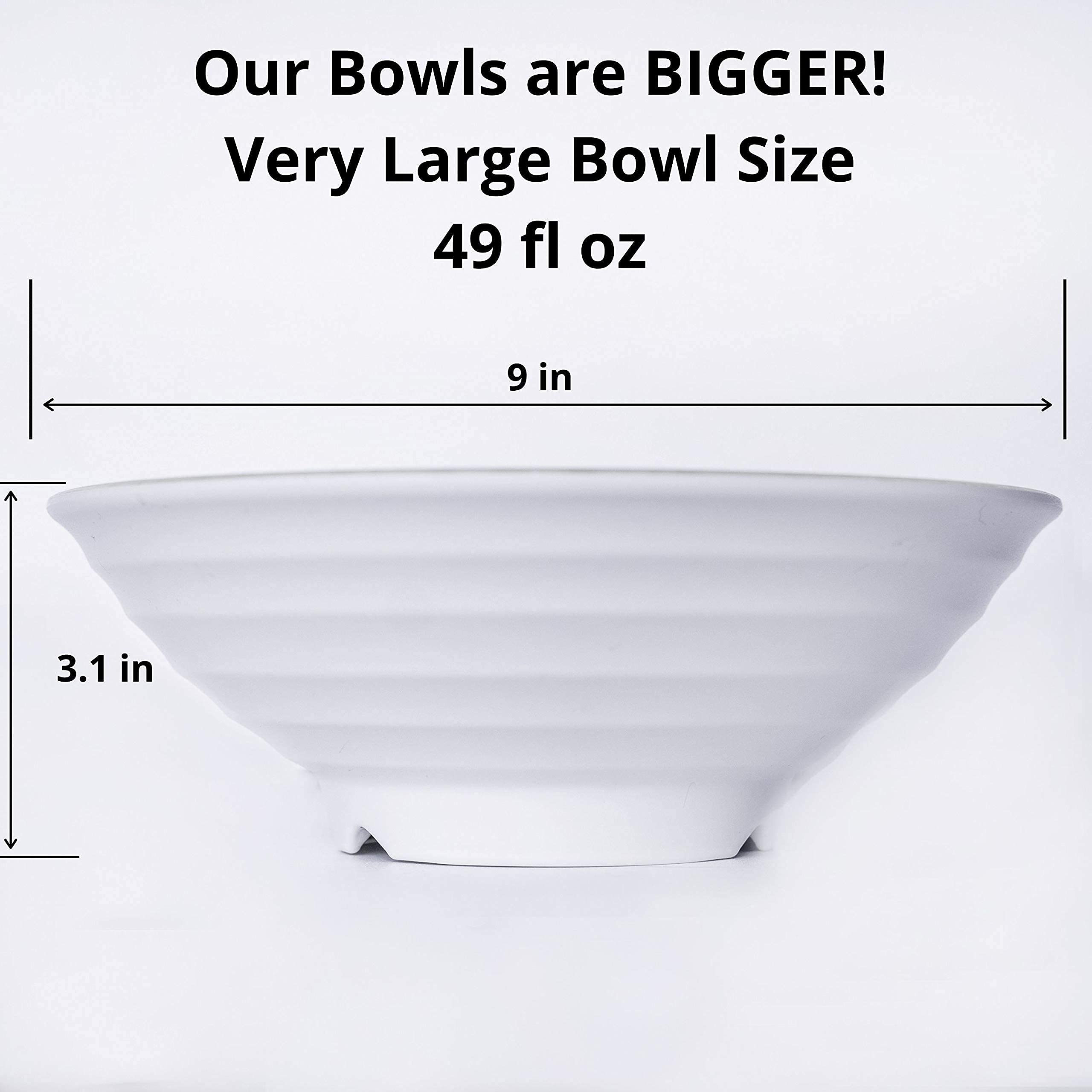 4 Large Ramen Bowl Melamine Noodle Bowl Set (49.5 Oz) Chopsticks And