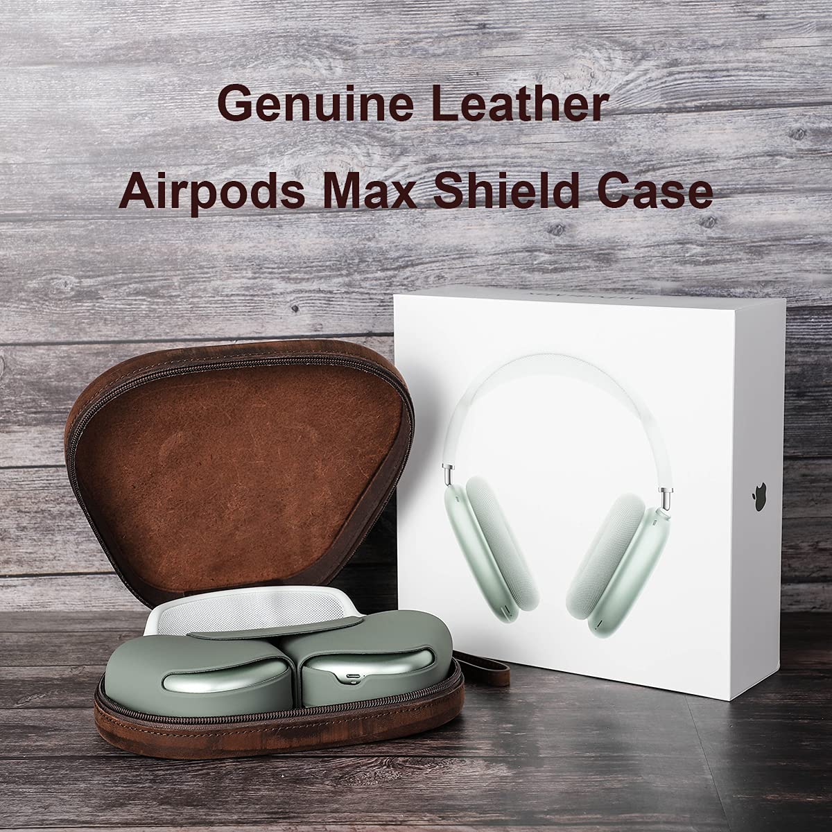 Hiram Custodia in vera pelle fatta a mano per Air pods Max custodia da viaggio per cuffie, borsa da viaggio resistente, colore: Caffè marrone