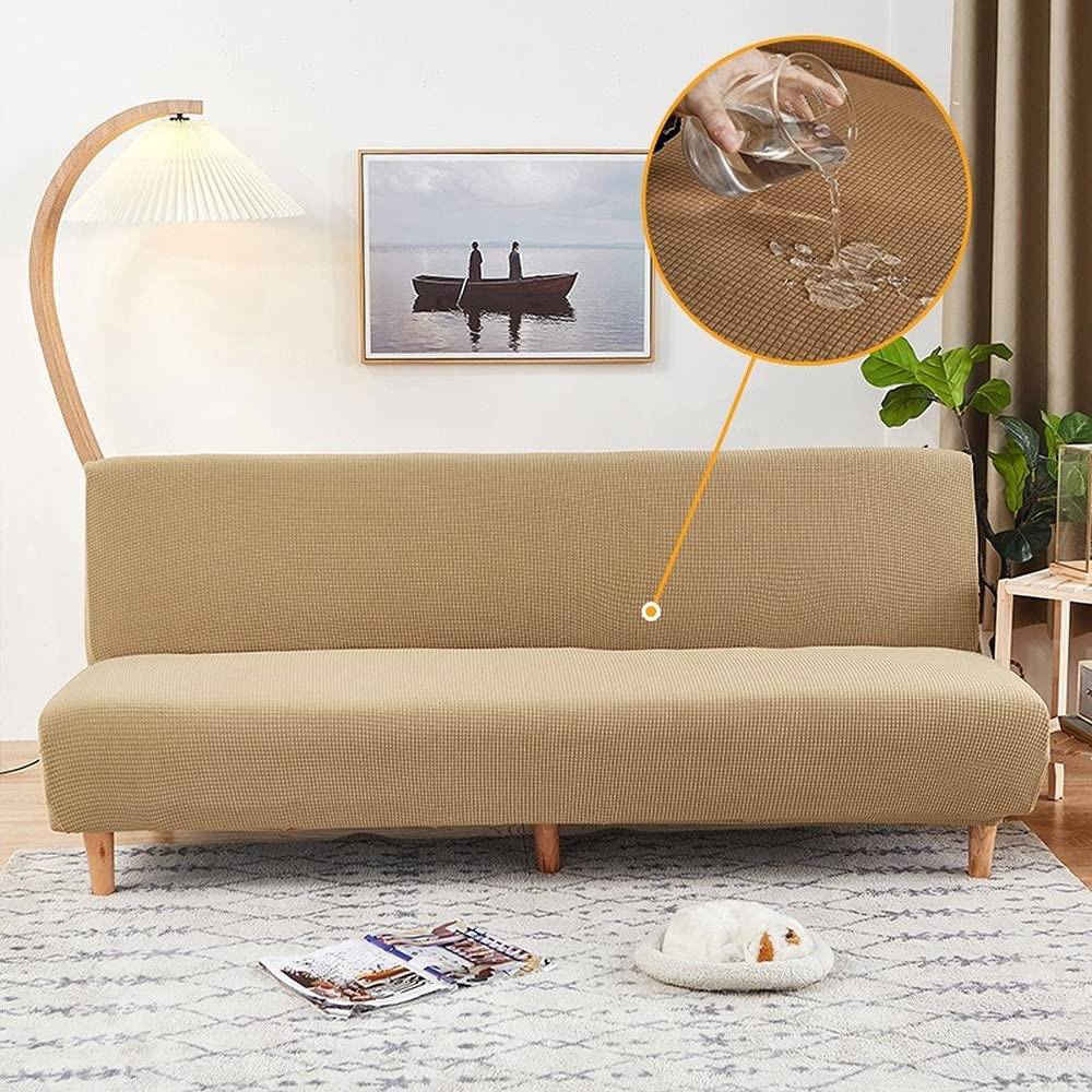 Housse de canapé sans bras ambre extensible 190-210cm pour clic-clac doux