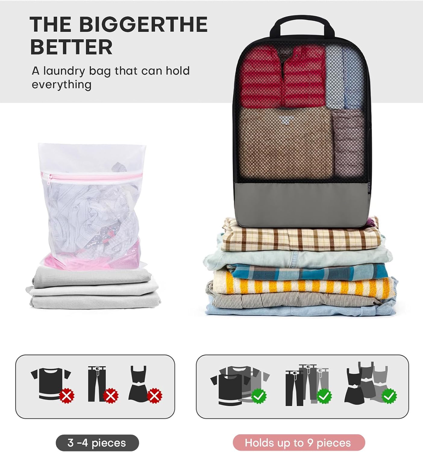 4 PCS Set Compression Packing Cubes for Travel, Lightweight Packaging Organizer Bags for Carry On Space Saving, Travel Essentials Cubes for Suitcase Backpack, Grey - Image 4