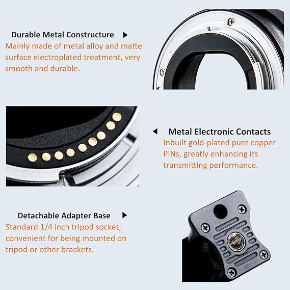 EF-EOS M Lens Adapter Auto-Focus Lens Converter Ring Compatible for Canon EF/EF-S Lens and Canon EOS-M (EF-M Mount) Camera EOS M M2 M3 M5 M6 M10 M50 M100