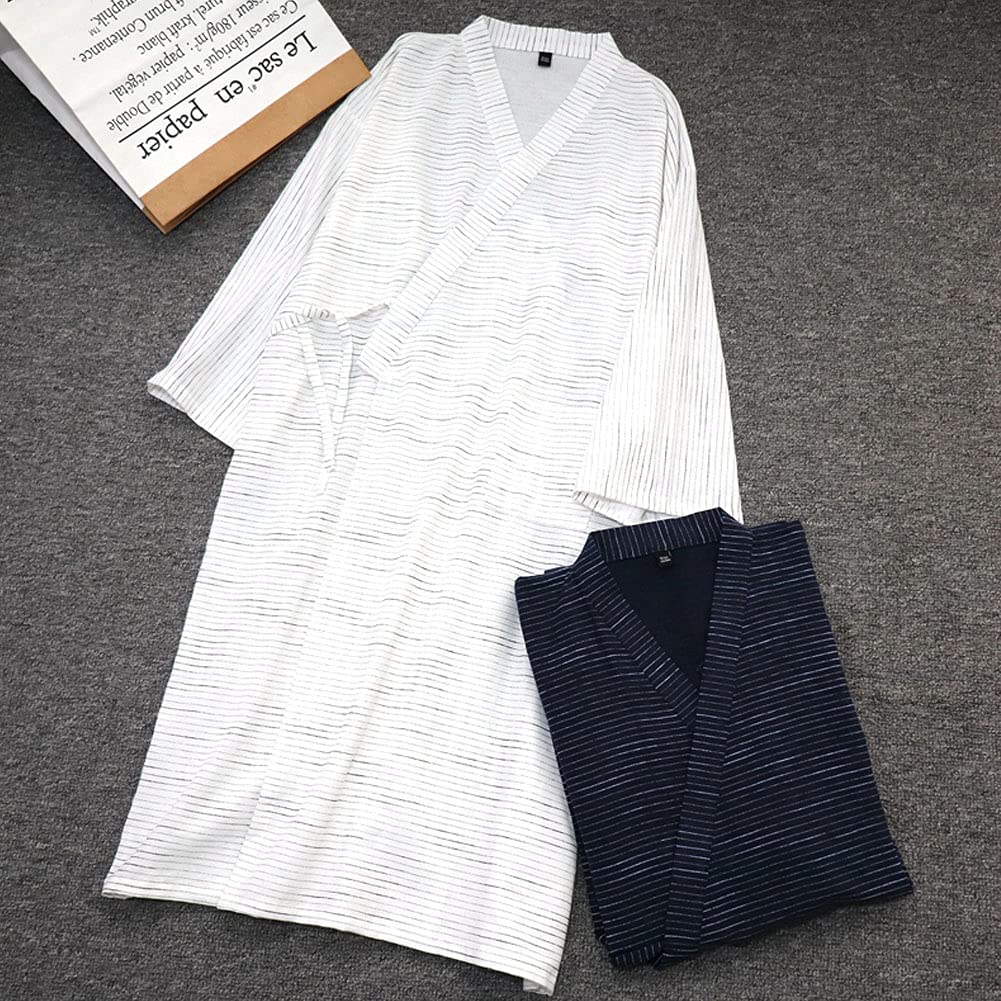 Kimono japonés para Hombre, Bata de algodón de Doble Gasa, Talla Grande