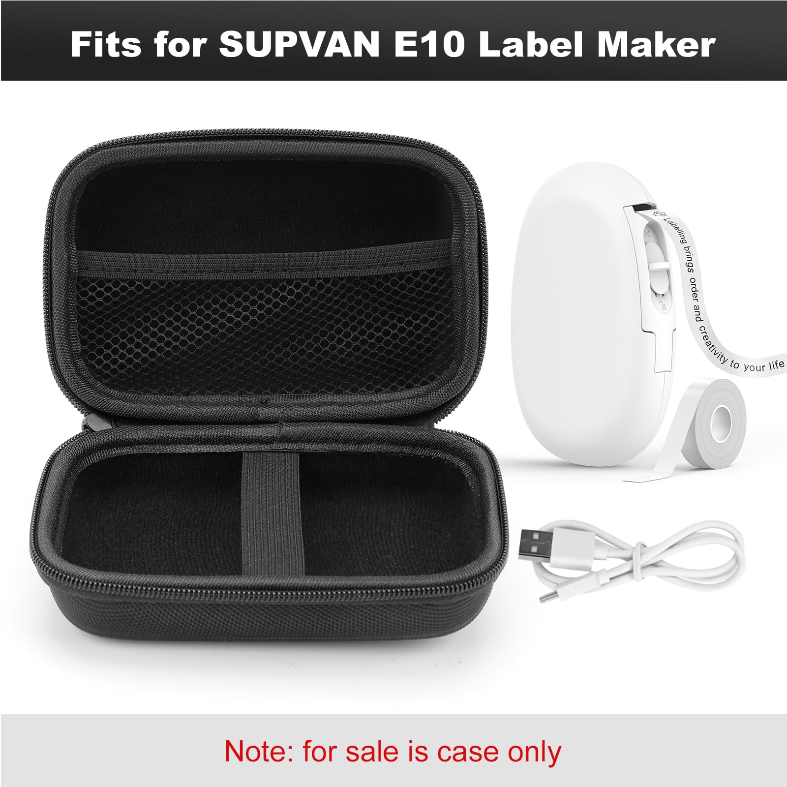 Mini Borsa per Stampante di Etichette Bluetooth Supvan,Etichettatrice Etichette Adesive Astuccio Piccolo,Travel Essentials Gadget Elettronici Tech Pouch per Stampante di Etichette E10 (14*9*6 cm