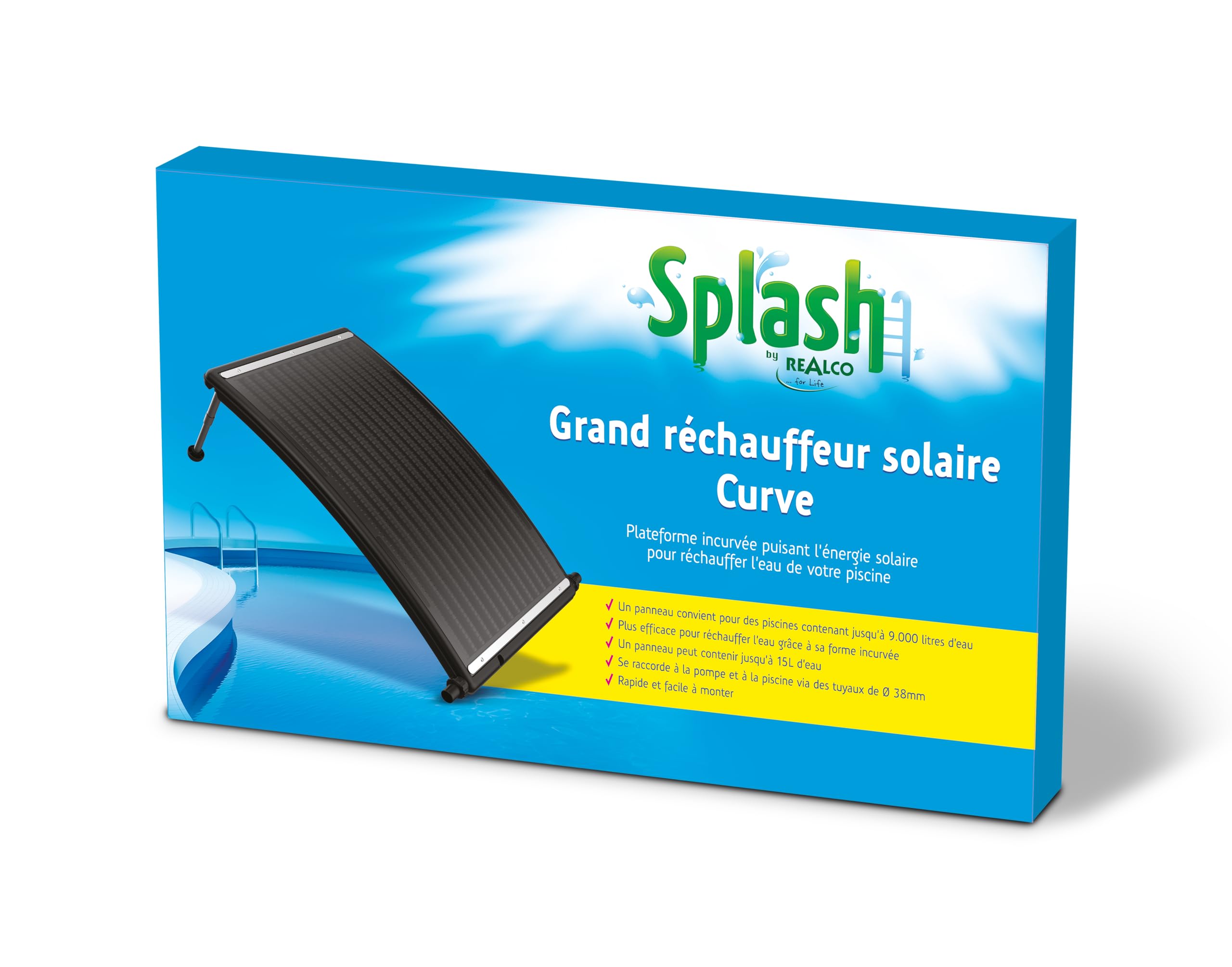 SPLASH REV2558 - Calentador Solar para Piscina sobre el Suelo, con Conexiones de 38 mm