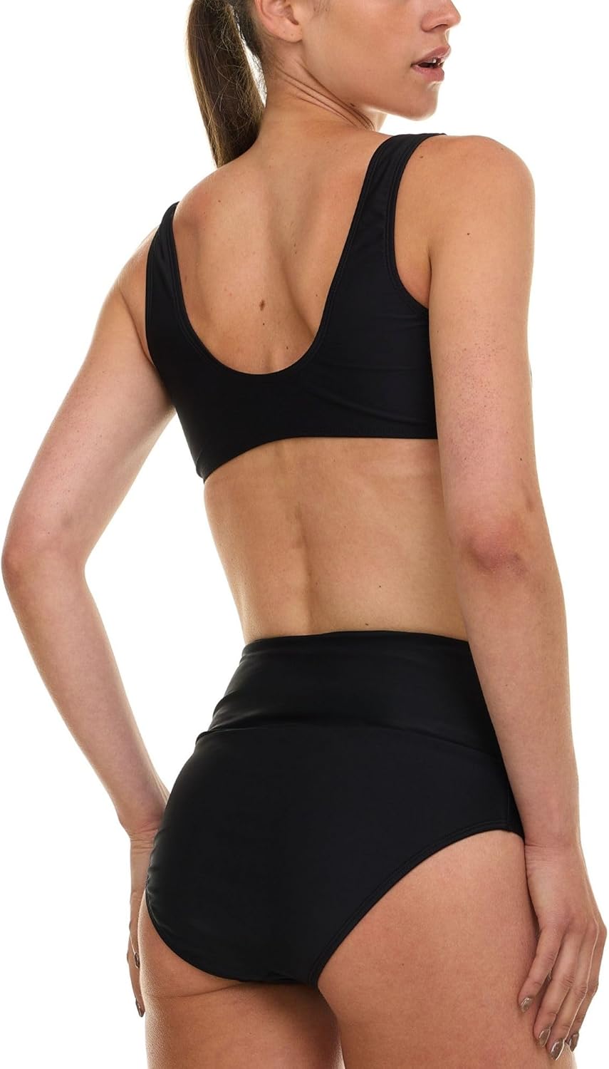Reebok Bralette Bikini Sets for Women, High Waisted Bikini Bottoms, Womens Swimsuits Athletic Sporty Bathing Suit