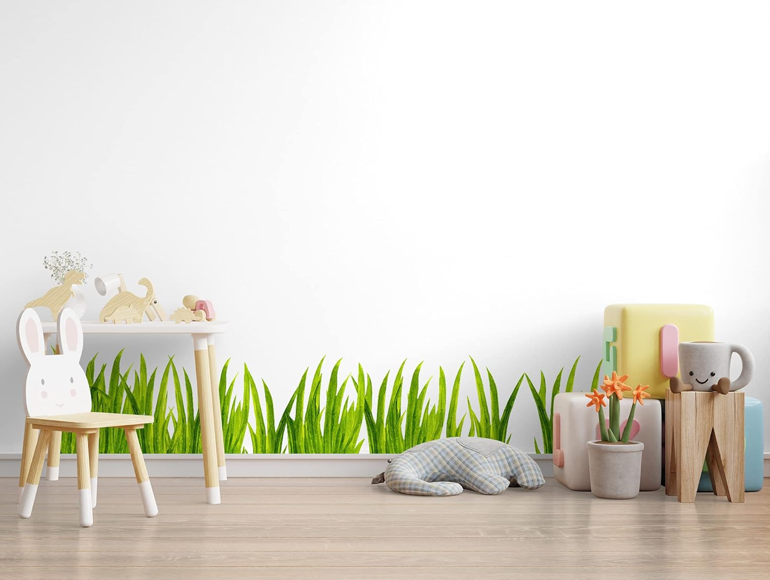Murwall Kids Wall Decal Watercolor Grass Wall Sticker Nursery Wall Sticker