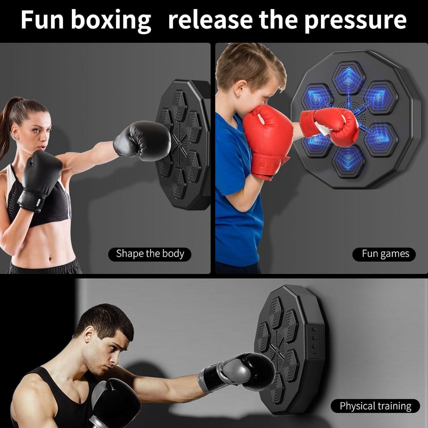 Macchina da Boxe Musicale,Music Boxing Machine,Music Box Machine,Elettronica per Allenamento Boxe,Macchina Elettronica Boxe Musicale LED,Macchina da Boxe Musicale Intelligente