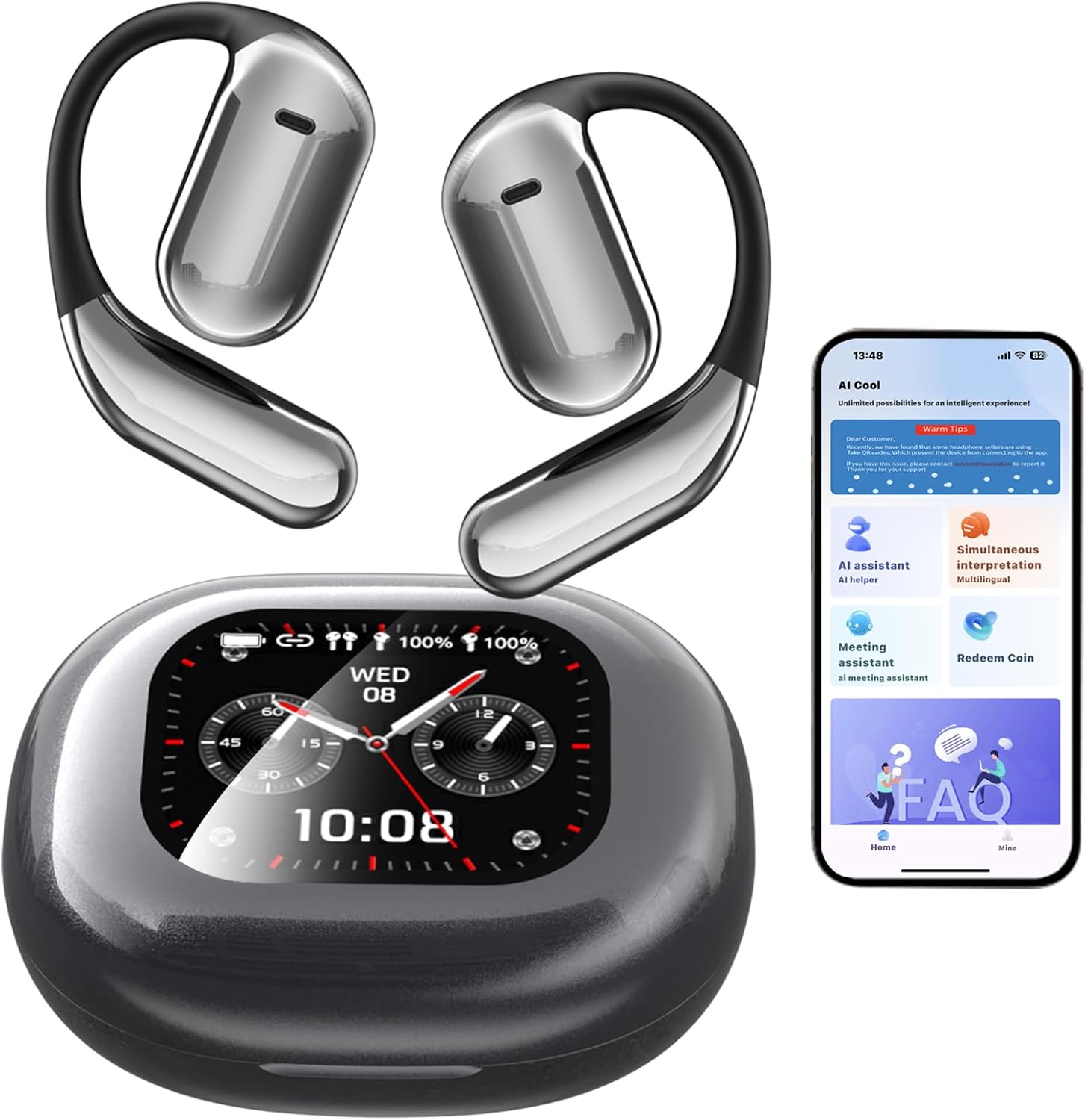 Over The Ear Bluetooth AI Headphones Language Translation Translation Earbuds Real Time 150 Language AI Translator Earbuds Bone Conduction Headphones Wireless Bluetooth Open Ear Earbuds