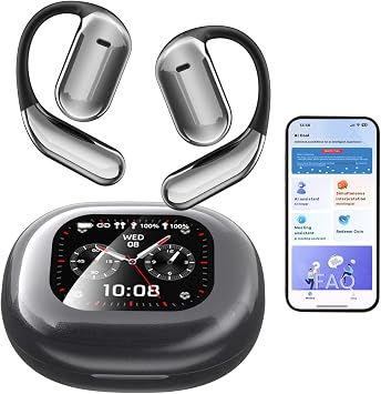 Xmenha Q16AI Over Ear Bluetooth 5.4 AI Translator Headphones, Wireless, Black