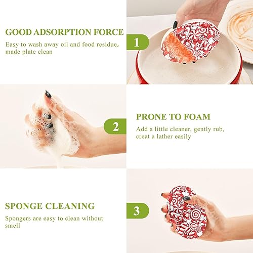 Miniatura 4 de Esponjas de limpieza para dulces de Navidad, bastones de caramelo de cocina, esponjas para lavar platos, no rayan, reutilizables, esponjas de